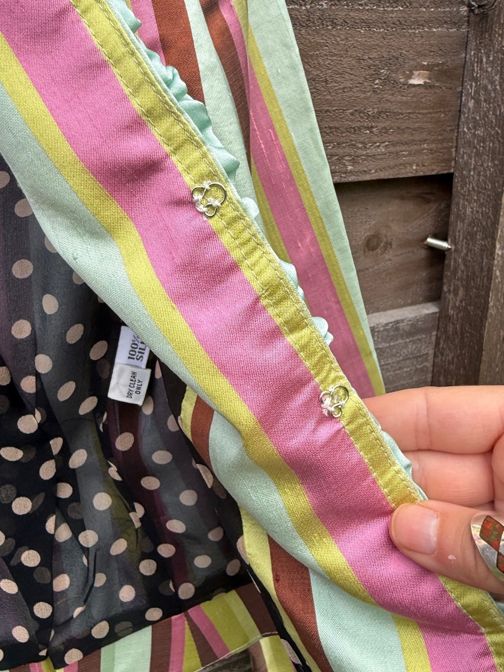RARE Y2K Dr. Boudoir Raw Silk Striped Ruffle Blazer Jacket Small - Picture 7 of 16
